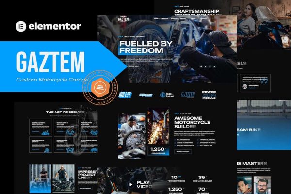 Gaztem – Custom Motorcycle Garage Elementor Template Kit