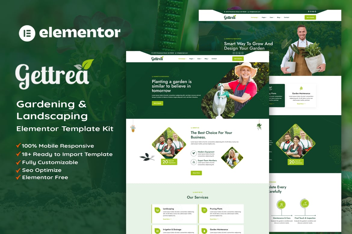 Gettrea – Gardening & Landscaping Elementor Template Kit