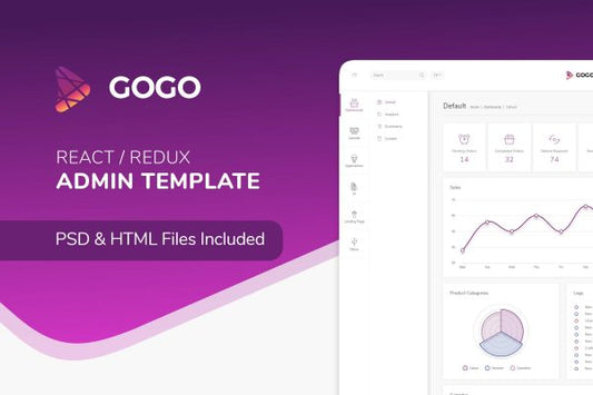 Gogo React – React Admin Template Gogo is a combination of beautifully crafted admin panel and fully featured landing page.