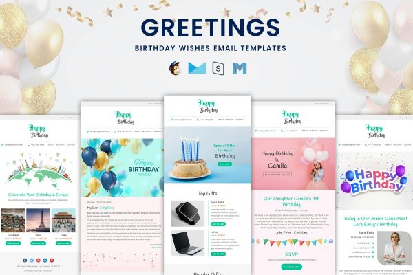Greetings – Birthday Wishes Email Templates Bundle Birthday wishes email templates bundle with Pennyblack Builder