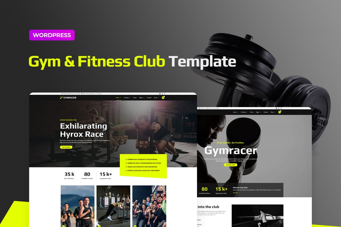 Gymracer – Hyrox Gym Elementor Pro Template Kit