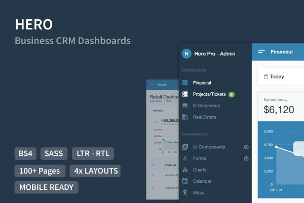 Hero PRO – Business Admin Dashboards Business Enterprise CRM Admin Dashboards
