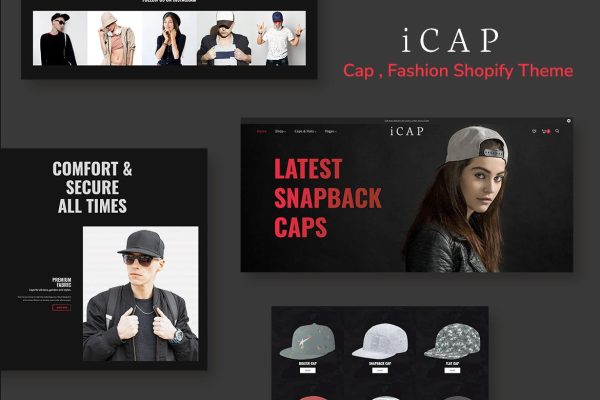 icap - Caps, Fashion Shopping Shopify Theme Responsive Fashion Clothing, Jackets & Hood, Sunglasses Shop Theme. Bold and Simple Shopify Theme.