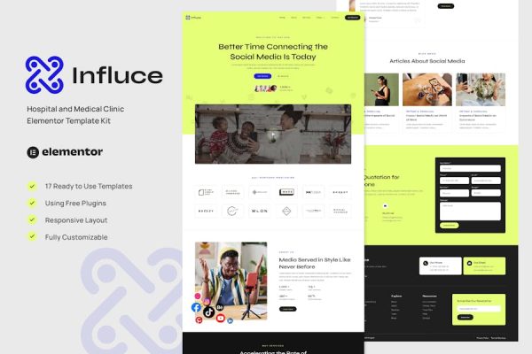 Influce – Marketing Agency & Influencer Elementor Template Kit