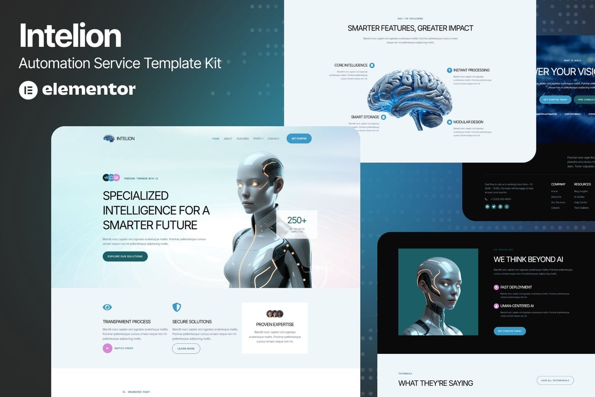 Intelion – Artificial Intelligence Service Elementor Template Kits