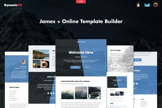James – Responsive Email + Online Template Builder James – Responsive Email + Online Template Builder. Portfolio, Blog, Personal Newsletter.