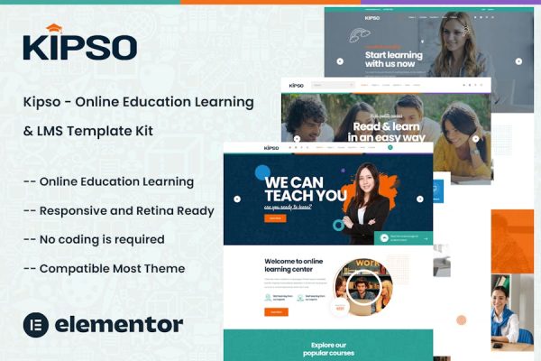 Kipso – Online Education Learning Elementor Template Kit