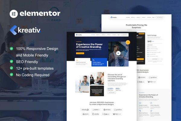 Kreativ – Digital Agency & Creative Branding Elementor Pro Template Kit