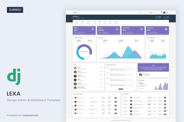 Lexa – Django Admin & Dashboard Template Lexa is a simple and beautiful admin template built with Bootstrap 5.2.0 & Django.