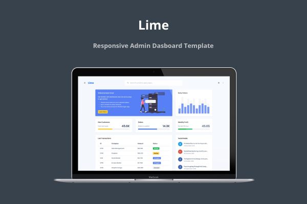 Lime – Responsive Admin Dashboard Template Lime is clean, modern and well designed theme for any type of application