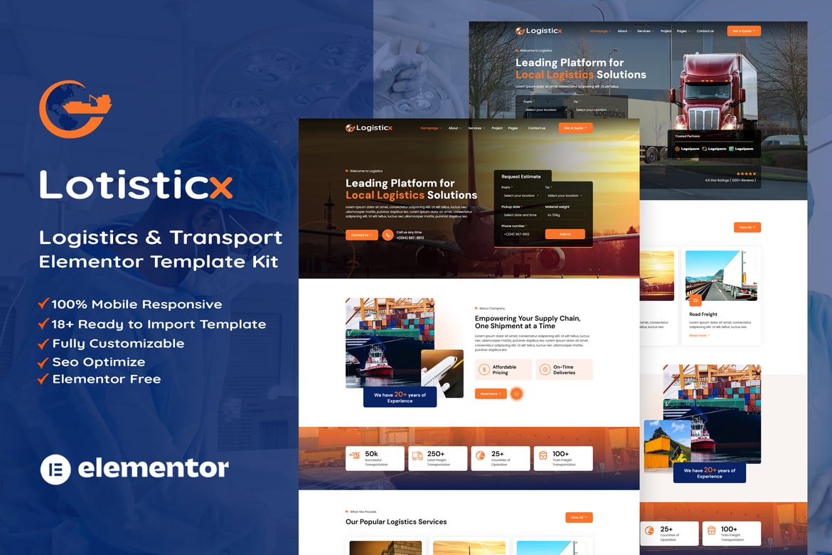 Logisticx – Logistics & Transportation Elementor Template Kit