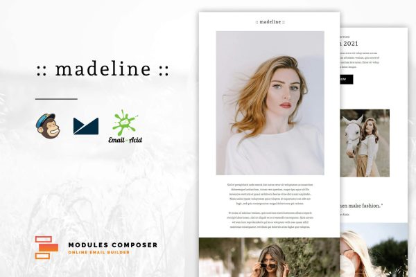 Madeline – E-commerce Responsive Email Template Create beautiful responsive e-mail templates for promoting your e-shop, business & services