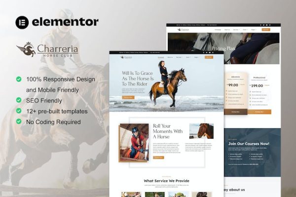 Charreria – Horse Riding Club Elementor Template Kit