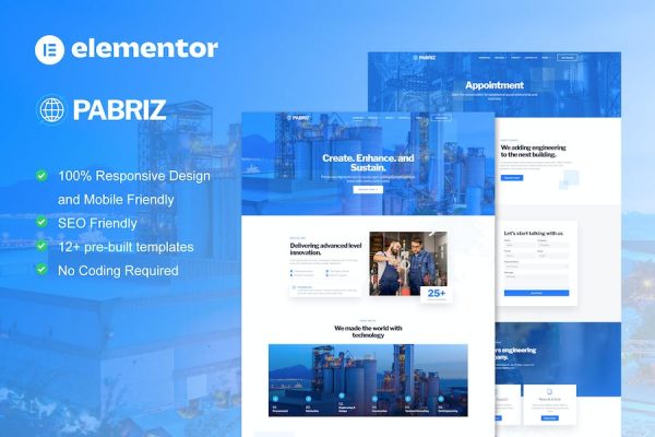 Pabriz – Engineering & Industrial Service Elementor Template Kit