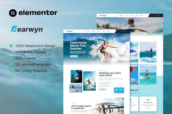 Earwyn – Water Sports & Surfing Elementor Pro Template Kit