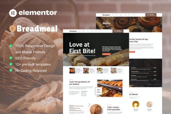 BreadMeal – Bakery & Cake Elementor Template Kit
