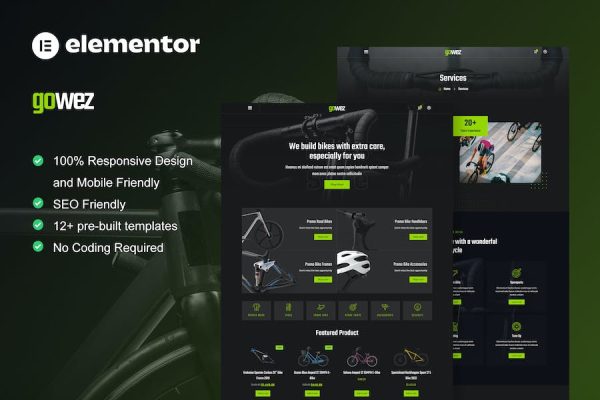 Gowez – WooCommerce Bike Shop & Bike Service Elementor Template Kit
