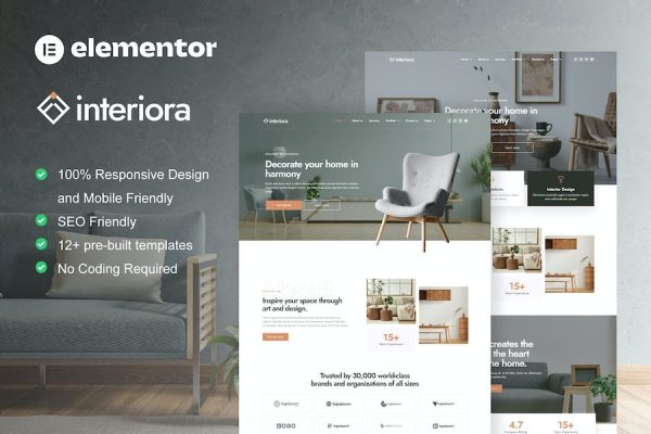 Interiora – Architecture & Interior Design Service Elementor Pro Template Kit