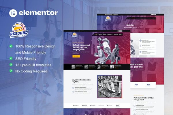 Rebound – Basketball Team & Sport Club Elementor Template Kit