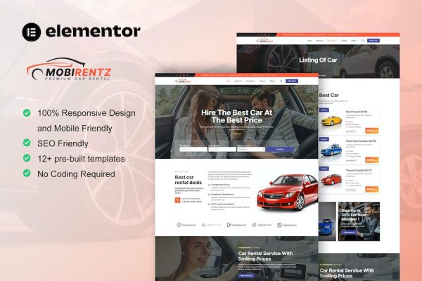 Mobirentz – Car Rental & Auto Dealer Elementor Template Kit