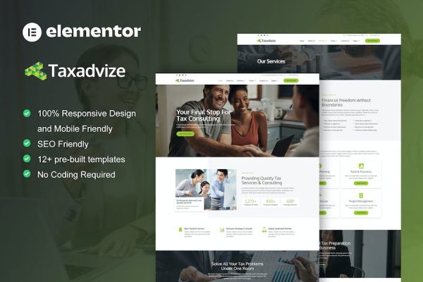 TaxAdvize – Tax Advisor & Financial Consulting Elementor Template Kit