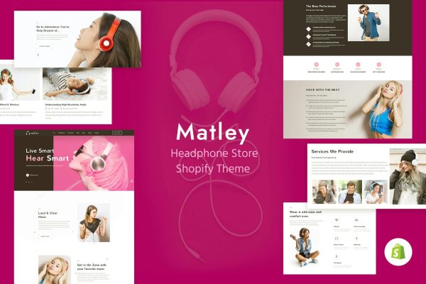 Matley - Headphone & Electronics Store Shopify Mobile Friendly Audio and Video Devices eCommerce Shop Template. Minimal and Clean Shopify Theme.