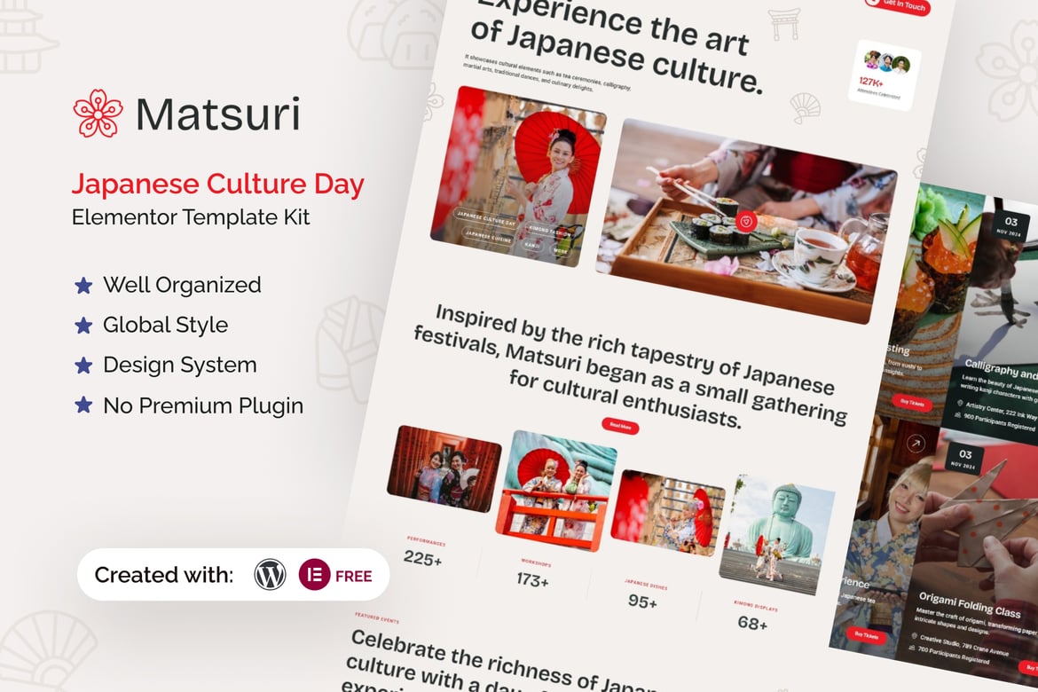 Matsuri – Japanese Culture Day Elementor Template Kit