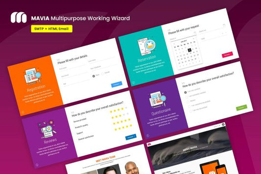 Mavia – Multipurpose Form Wizard Complete & Easy Form Wizard. Registration, Reservation, Questionare or Reviews Wizard.