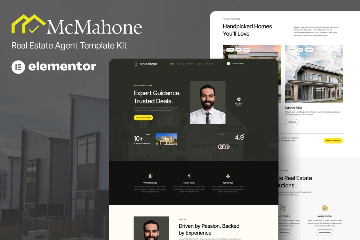 McMahone – Real Estate Agent Elementor Template Kit