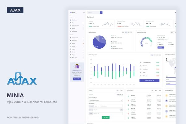 Minia – Ajax Admin & Dashboard Template Minia Ajax is a simple and beautiful admin template built with Bootstrap ^5.0.1 & ajax.