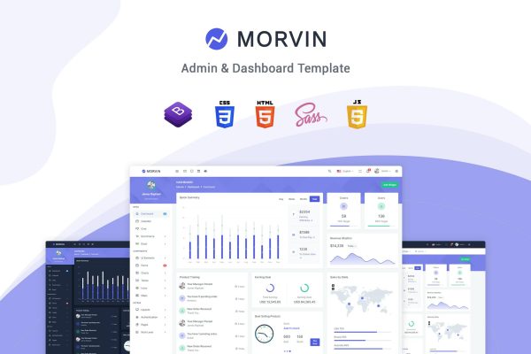Morvin – Admin & Dashboard Template Morvin is a bootstrap 5 based fully responsive admin dashboard template.