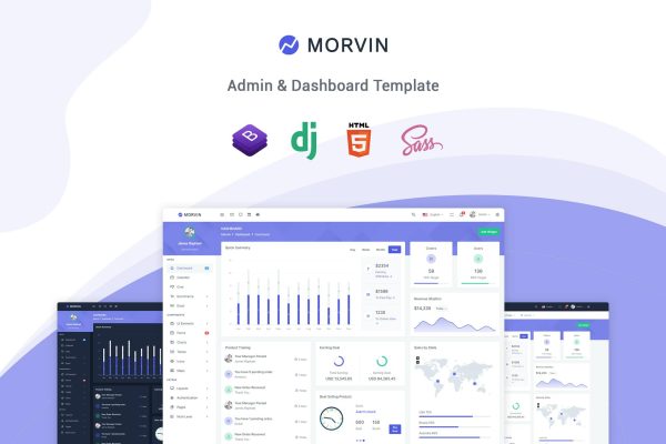 Morvin – Django Admin & Dashboard Template Morvin – is a clean and elegant admin template created using Bootstrap 5 and Django.