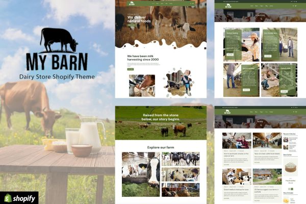 Mybarn - Organic Food, Milk Store Shopify Theme Food Delivery, Farm Fresh Products Websites. Meat Shops, Organic Produces Sale. Milk, Dairy Supplies