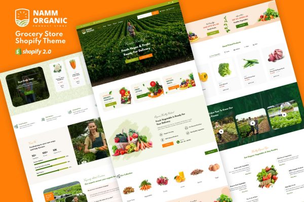 Namm - Grocery Store Shopify Theme Retail, Supermarket ecommerce Design. Departmental Stores, Big Brand Companies Shop Websites, Food..