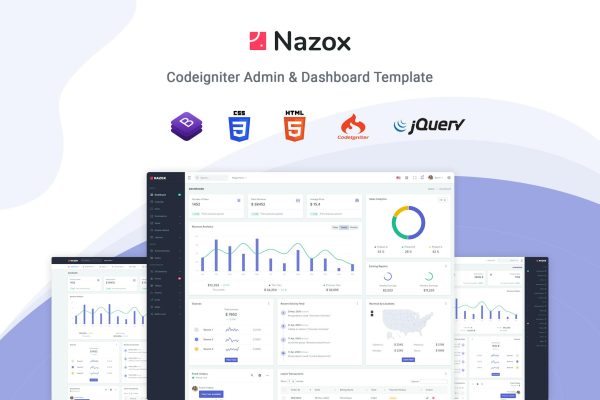 Nazox – CodeIgniter Admin & Dashboard Template Nazox – Codeigniter is a simple and beautiful admin template built with Bootstrap v5 and Codeigniter
