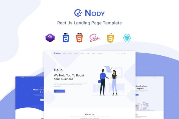 Nody React – React Js Landing Page Template Nody React Js is a multi purpose Bootstrap 4 landing page template.
