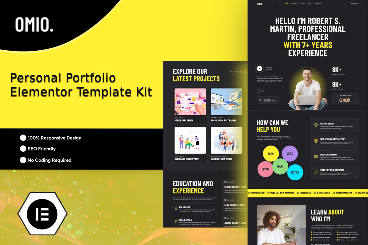 Omio – Modern Personal Portfolio Elementor Template Kit