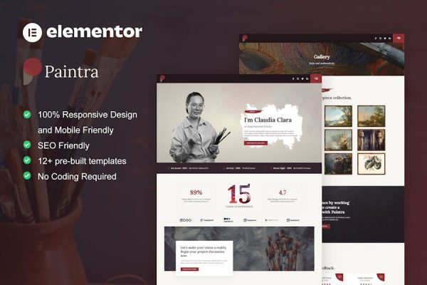 Paintra – Creative Artist & Painter Elementor Pro Template Kit