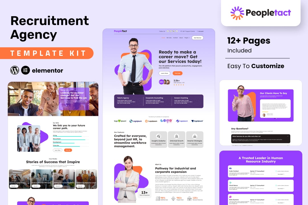 Peopletact – Recruitment Agency Elementor Template Kit