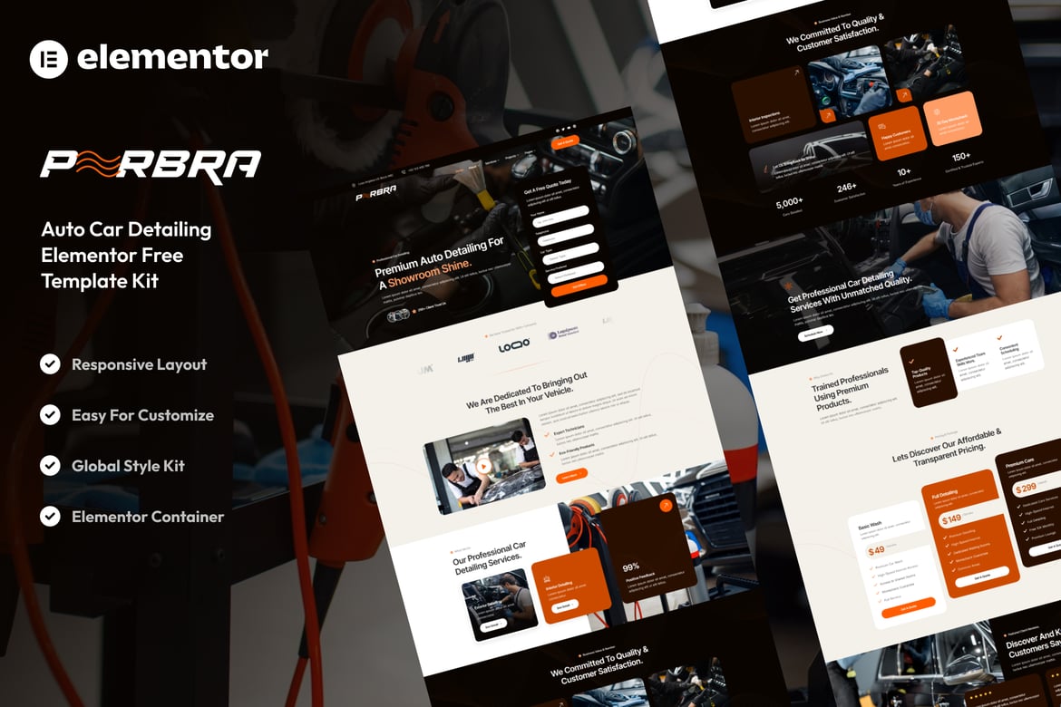 Perbra – Car Auto Care & Detailing Elementor Template Kit