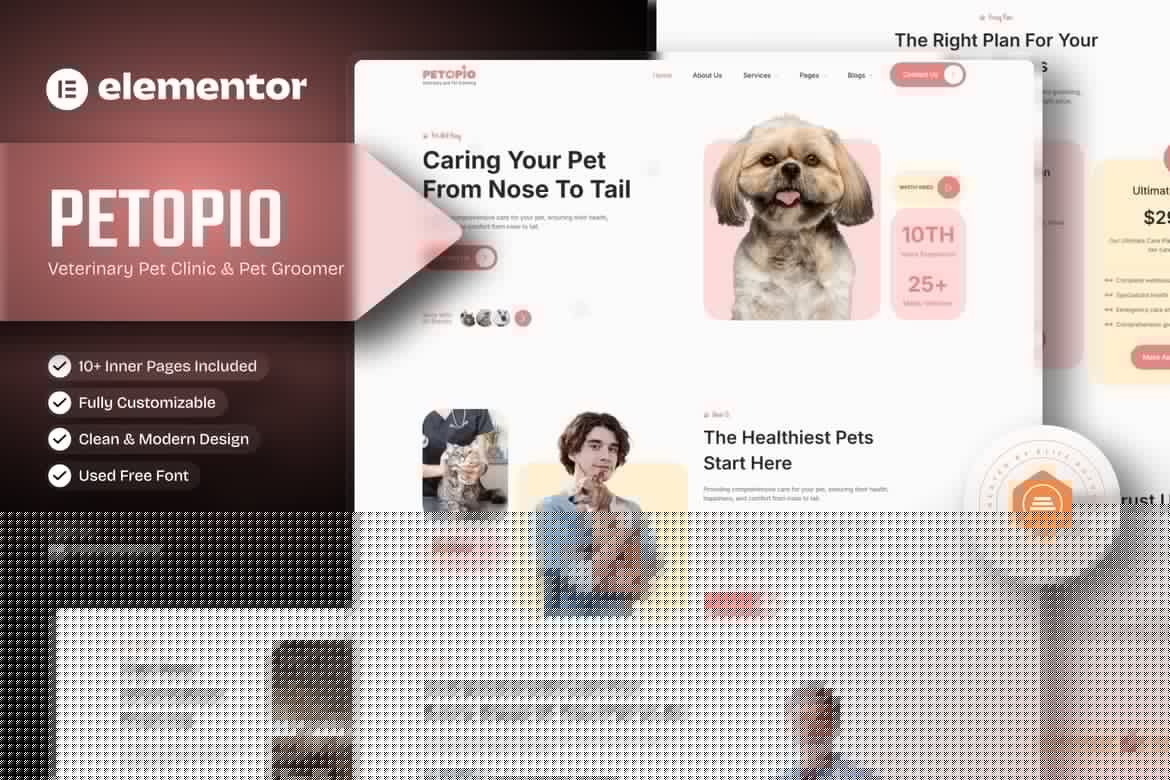 Petopio – Pet Grooming & Vetenary Elementor Template Kit