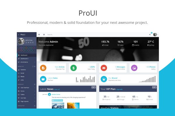 ProUI – Bootstrap Admin Template Fully responsive admin dashboard template based on the popular Bootstrap framework