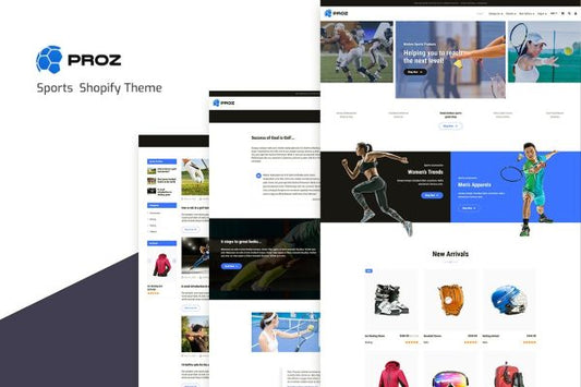 Proz - Sports Store Shopify Theme Sports Center, Shop Template for Badminton Shoes, T-shirts, Trousers, Game Accessories & Equipments