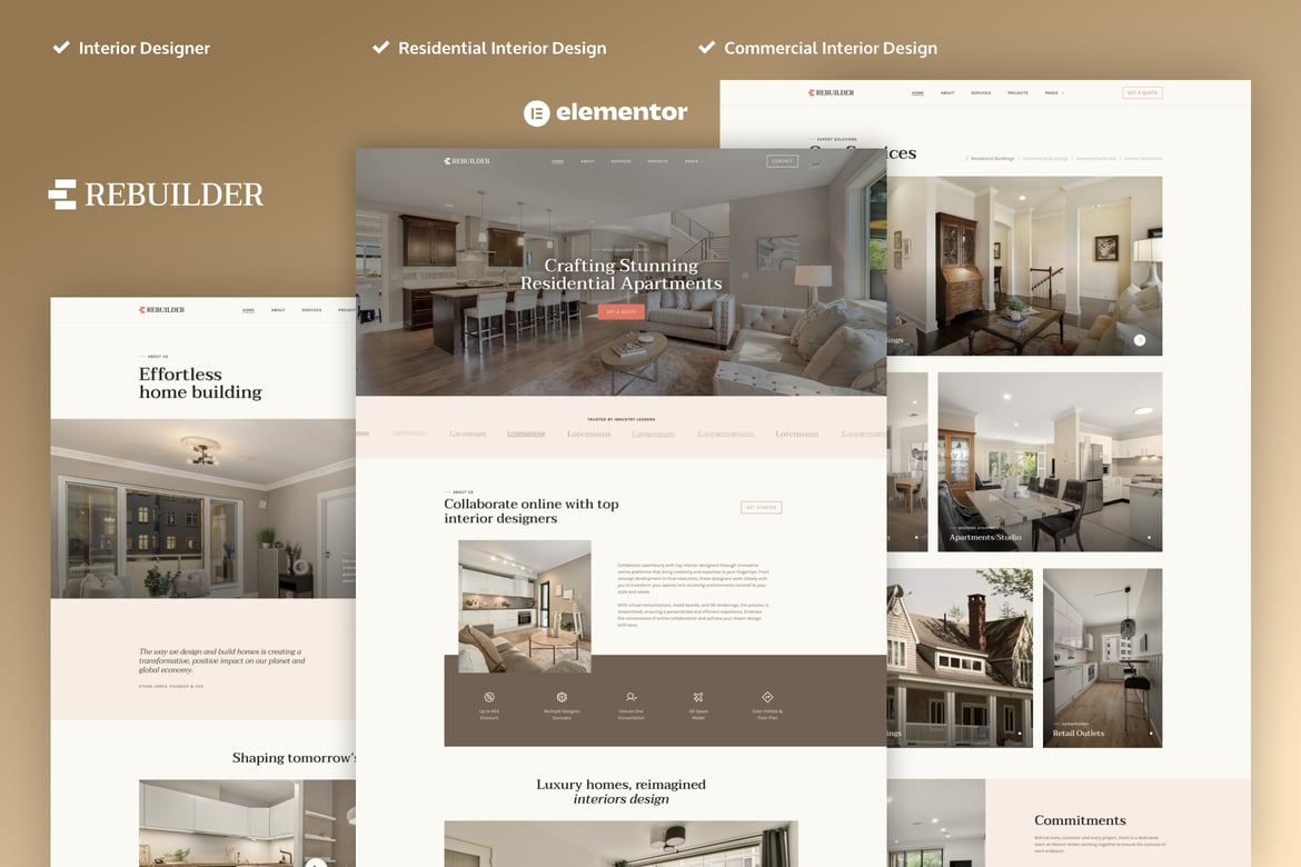 Rebuilder – Architecture & Interior Design Elementor Pro Template Kit