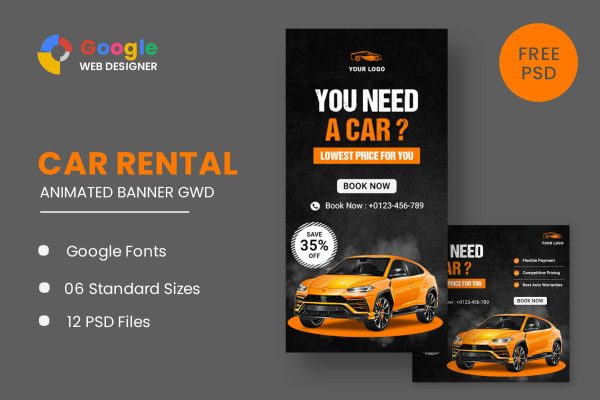 Rent A Car HTML5 Banner Ads GWD Rent A Car HTML5 Banner Ads GWD