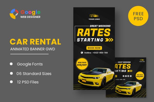 Rent Car HTML5 Banner Ads GWD Rent Car HTML5 Banner Ads GWD