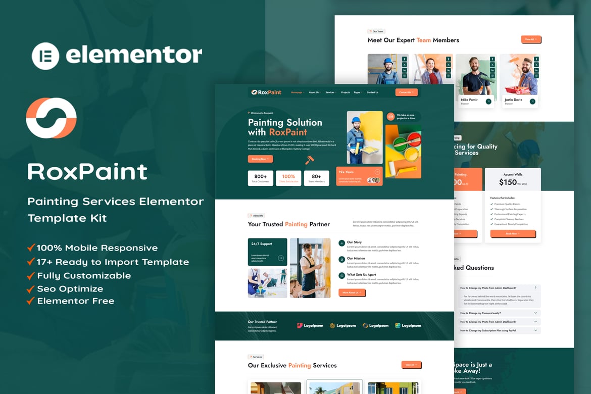 RoxPaint – Painting Services Elementor Template Kit