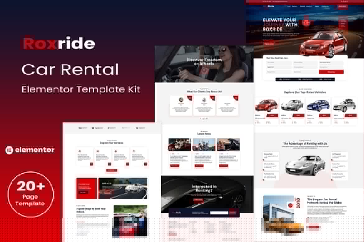 Roxride – Car Rental Elementor Template Kit