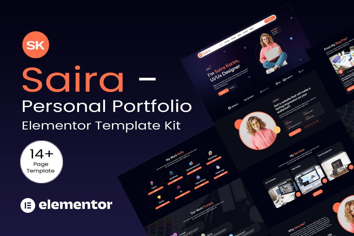 Saira – Personal Portfolio Elementor Template Kit