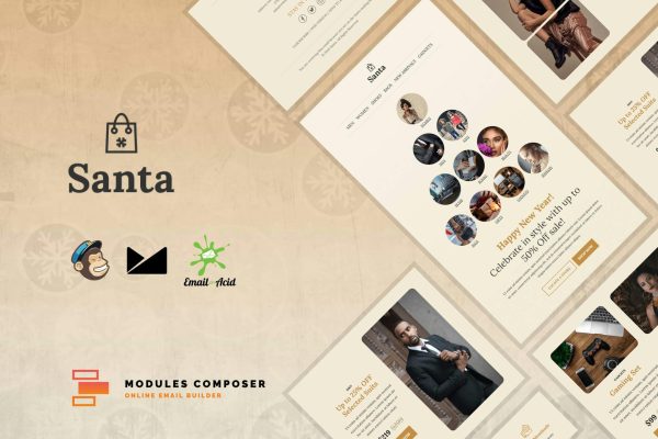 Santa – E-commerce Responsive Email Template Santa – E-commerce Responsive Email for Fashion, Accessories & Gadgets with Online Builder